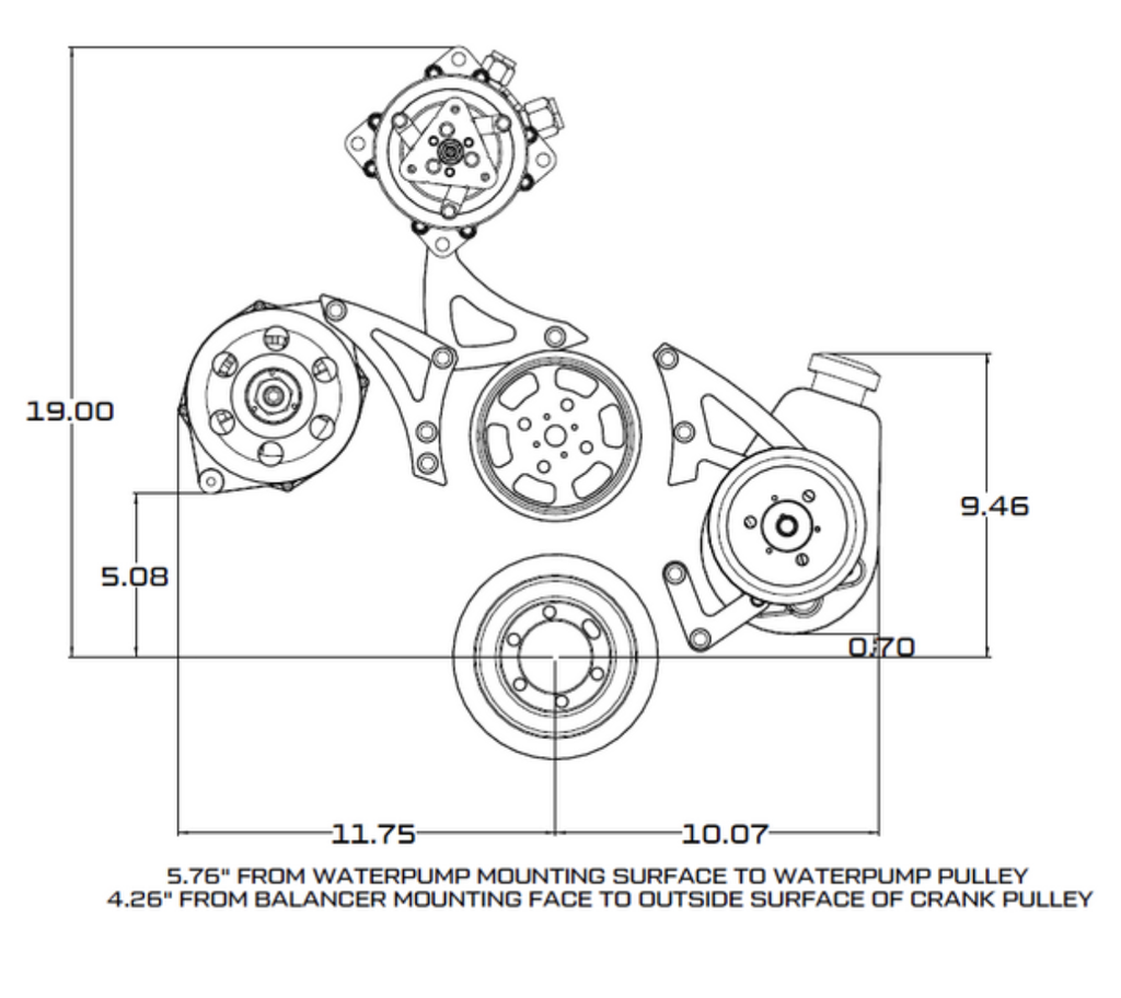 CVF RACING Small Block Chrysler Serpentine Conversion, Power Steering 