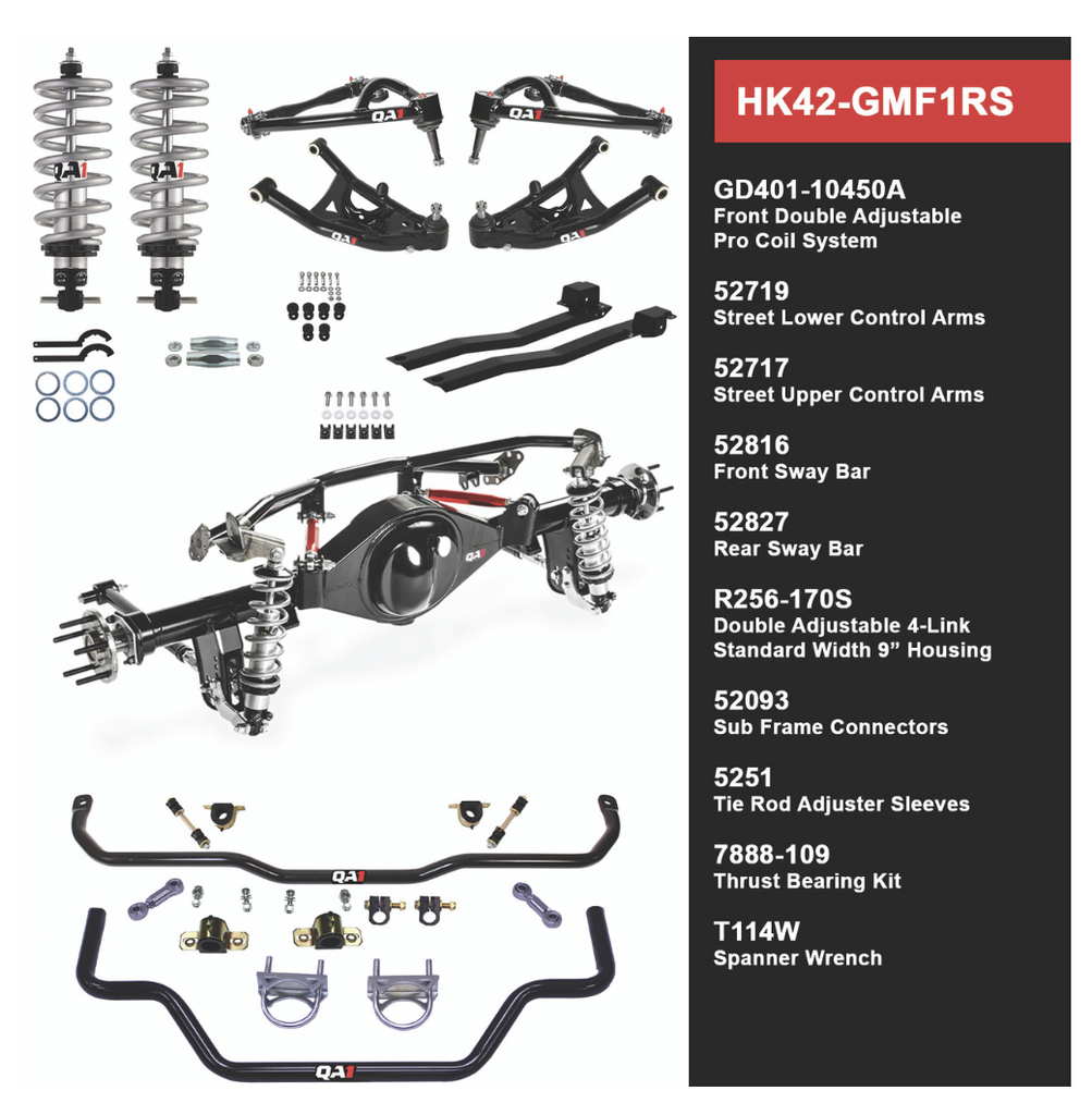  HK42-GMF1RS Level 2 Handling Kit with OE Width 9in. Housing, 67-69 GM F Body HK42-GMF1RS LEVEL 2 HANDLING KIT WITH OE WIDTH 9IN. HOUSING, 67-69 GM F BODY
