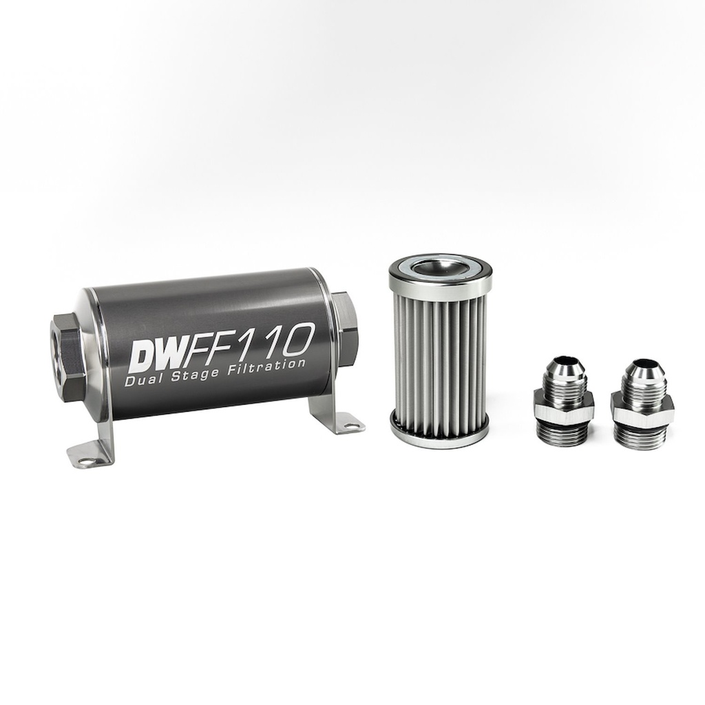 DeatschWerks 803110005K8: 803110005K8 In-line fuel filter element and housing kit stainless steel 5 micron -8AN 110mm. Universal