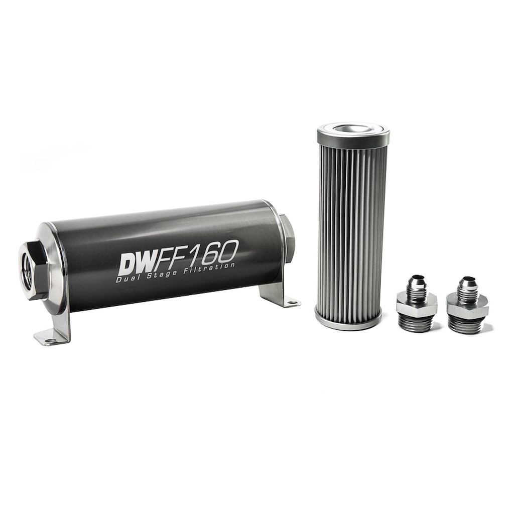 DeatschWerks 803160010K6: 803160010K6 In-line fuel filter element and housing kit stainless steel 10 micron -6AN 160mm. Universal