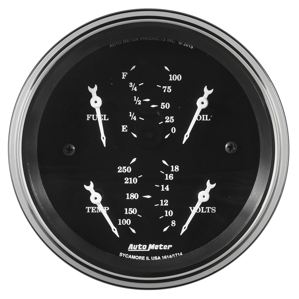 AutoMeter 3-3/8" QUAD GAUGE, 0-90 Ω, OLD TYME BLACK