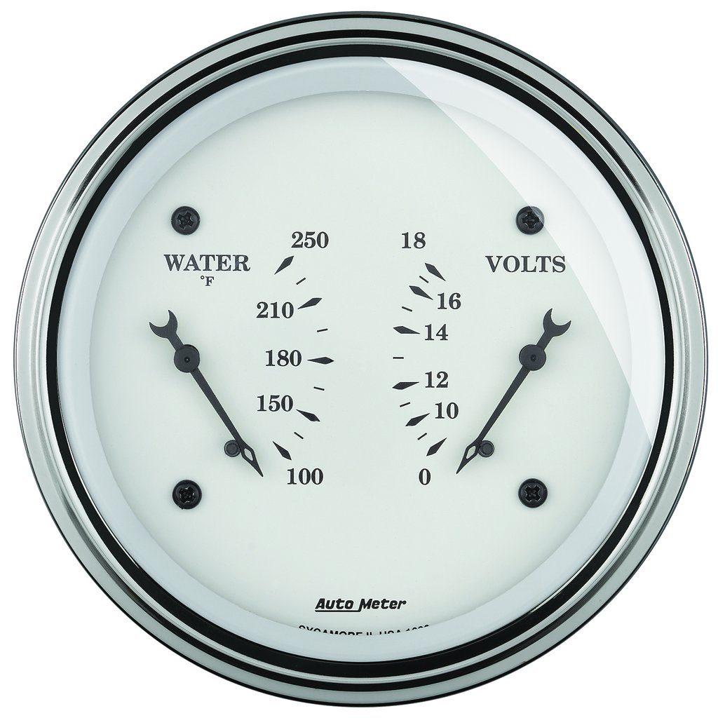 AutoMeter 3-3/8" DUAL GAUGE, 100-250 °F/8-18V, OLD-TYME WHITE
