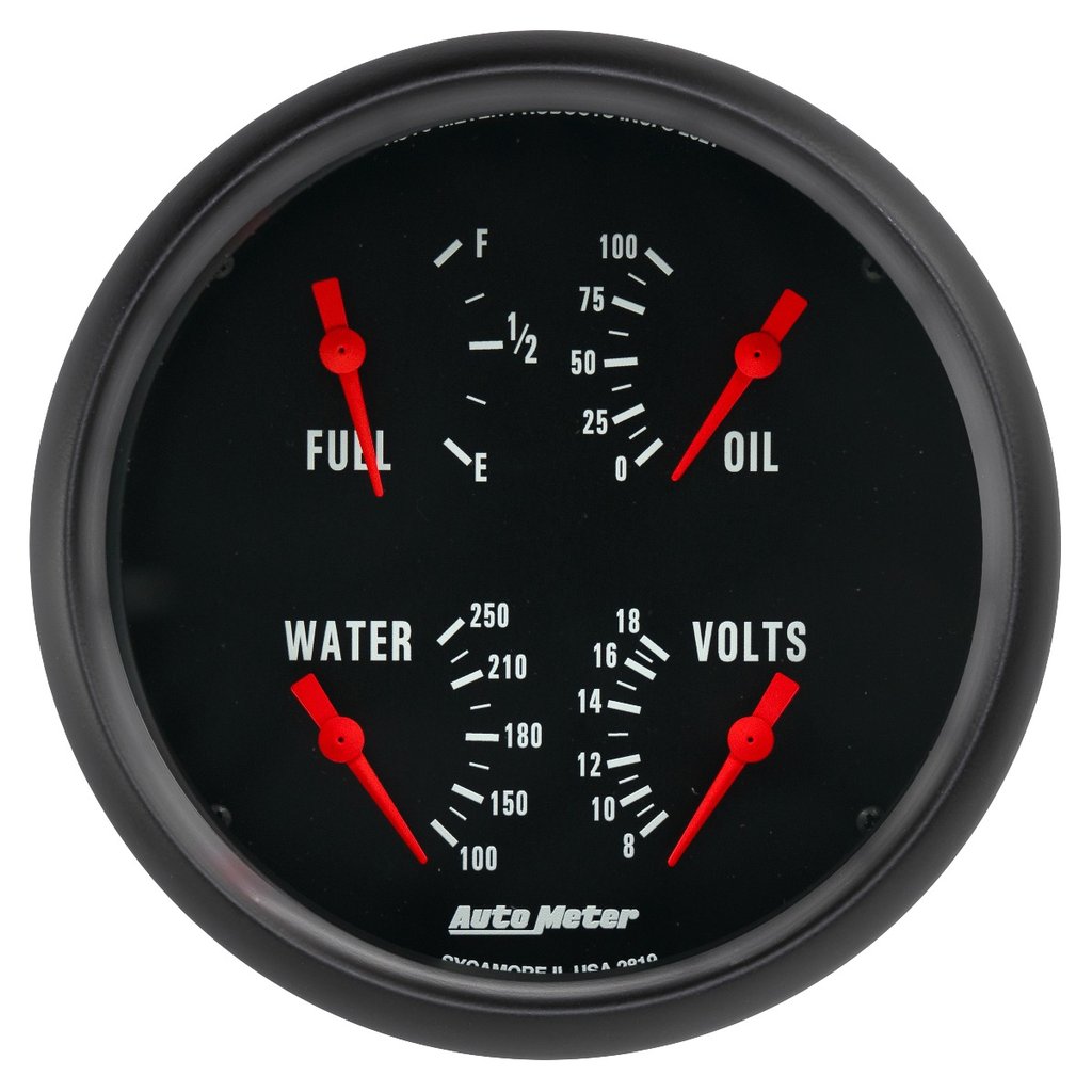 AutoMeter 5" QUAD GAUGE, 100 PSI/100-250 °F/8-18V/0-90 Ω, Z-SERIES