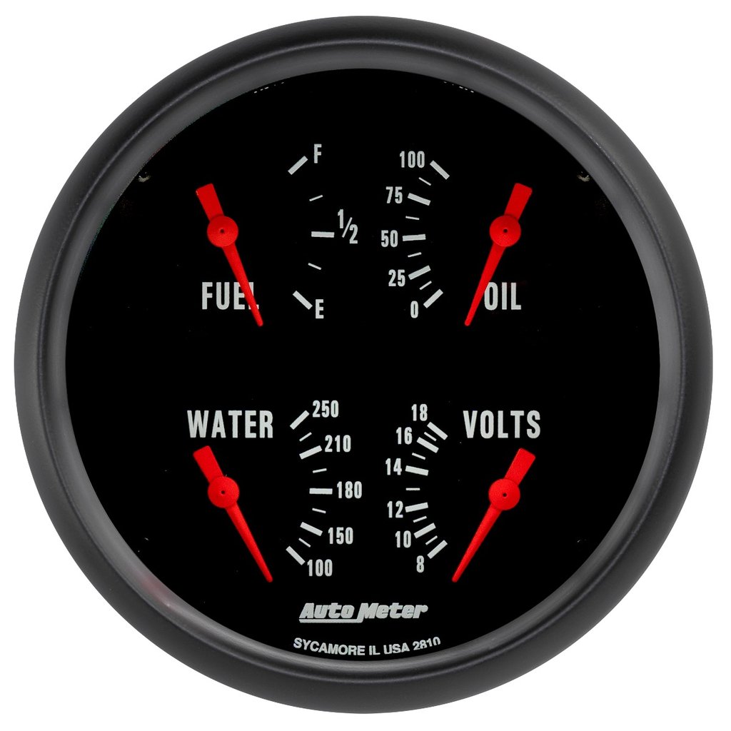AutoMeter 5" QUAD GAUGE, 100 PSI/100-250 °F/8-18V/240-33 Ω, Z-SERIES