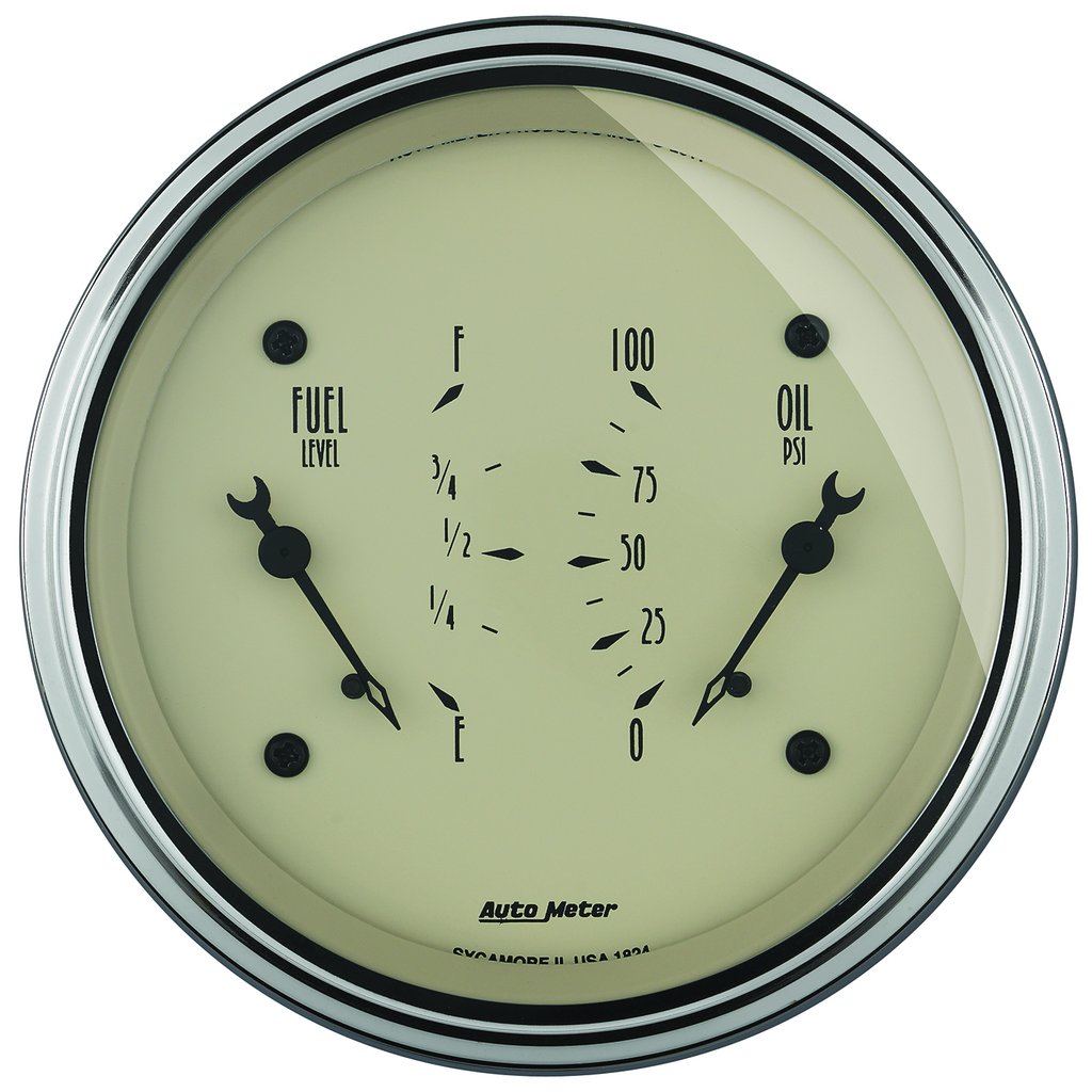 AutoMeter 3-3/8" DUAL GAUGE, 100 PSI/0-90 Ω, ANTIQUE BEIGE