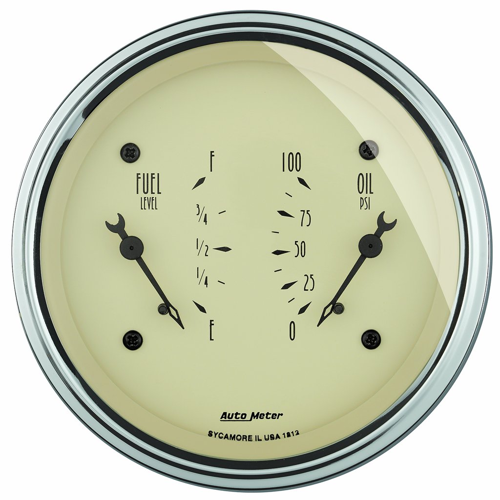 AutoMeter 3-3/8" DUAL GAUGE, 100 PSI/240-33 Ω, ANTIQUE BEIGE