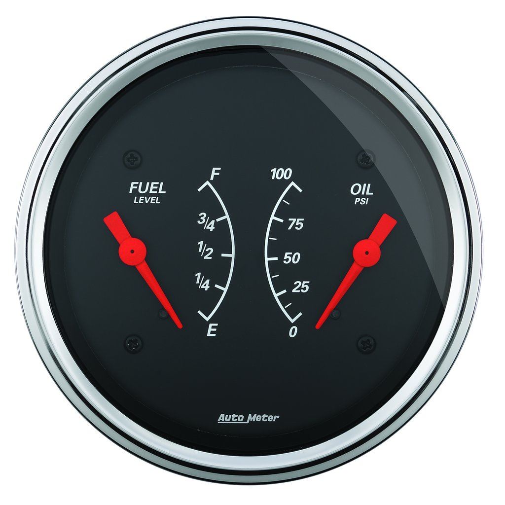 AutoMeter 3-3/8" DUAL GAUGE, 100 PSI/0-90 Ω, DESIGNER BLACK