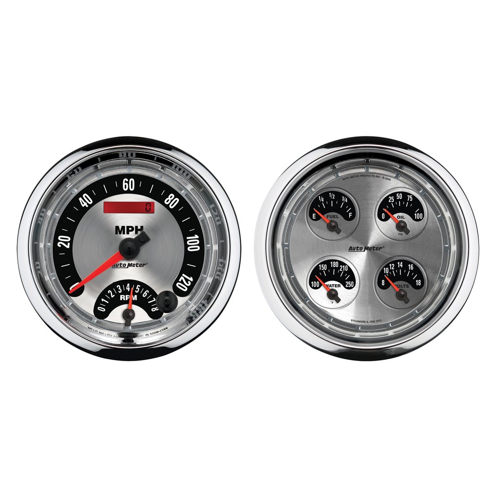 AutoMeter 5" QUAD GAUGE, 8K RPM/120 MPH/100 PSI/100-250 °F/8-18V/240-33, AMERICAN MUSCLE