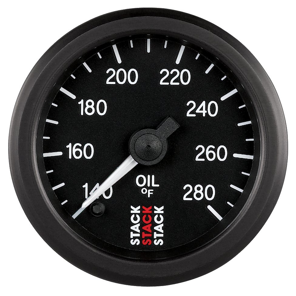 AutoMeter OIL TEMP, PRO STEPPER MOTOR, 52MM, BLK, 140-280 °F, STEPPER MOTOR, 1/8" NPTF MALE