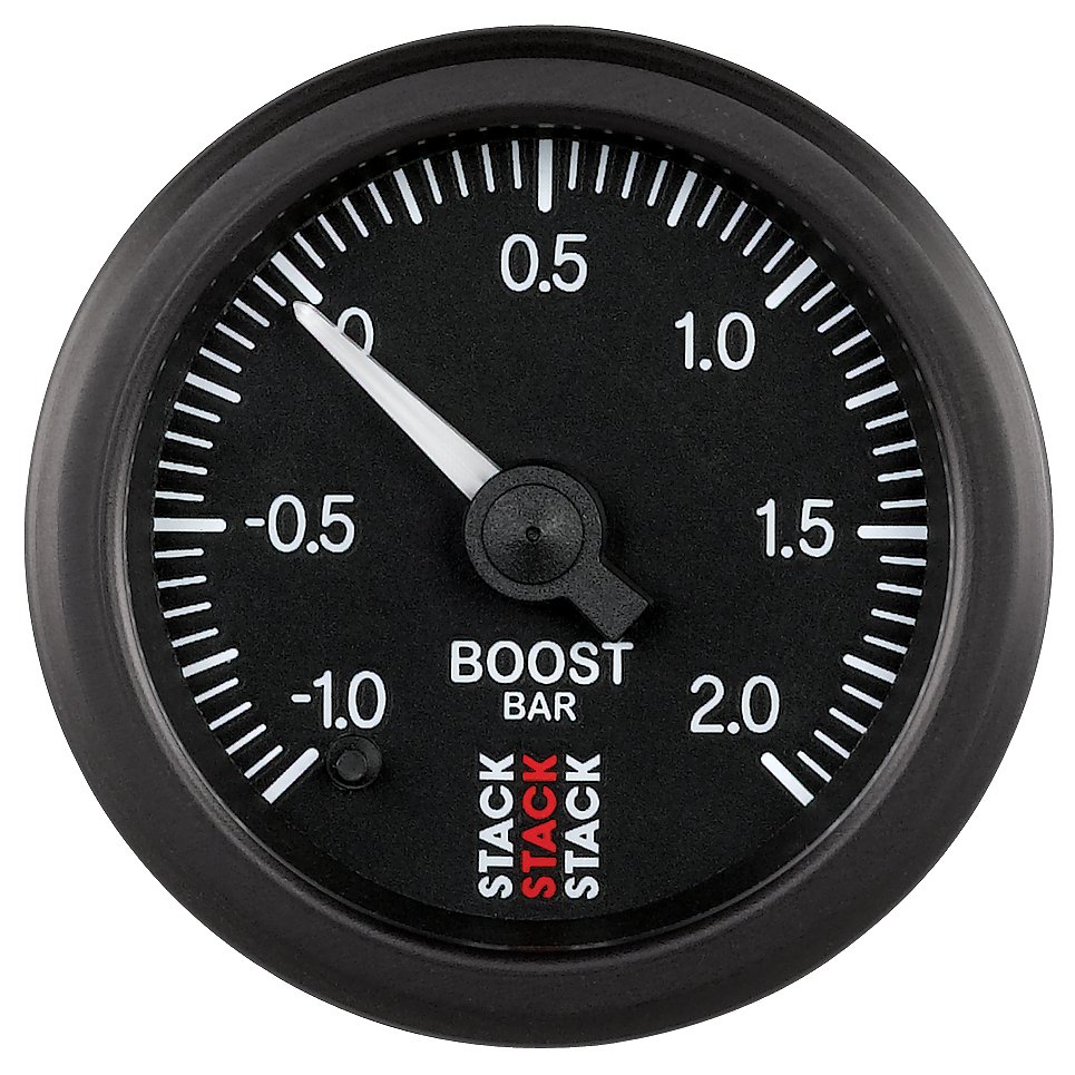 AutoMeter 52MM, BOOST PRESS, PRO STEPPER, BLK, -1 TO +2 BAR, INCL. T-FITTING