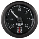 AutoMeter 52MM, BOOST PRESS, PRO STEPPER, BLK, -1 TO +2 BAR, INCL. T-FITTING