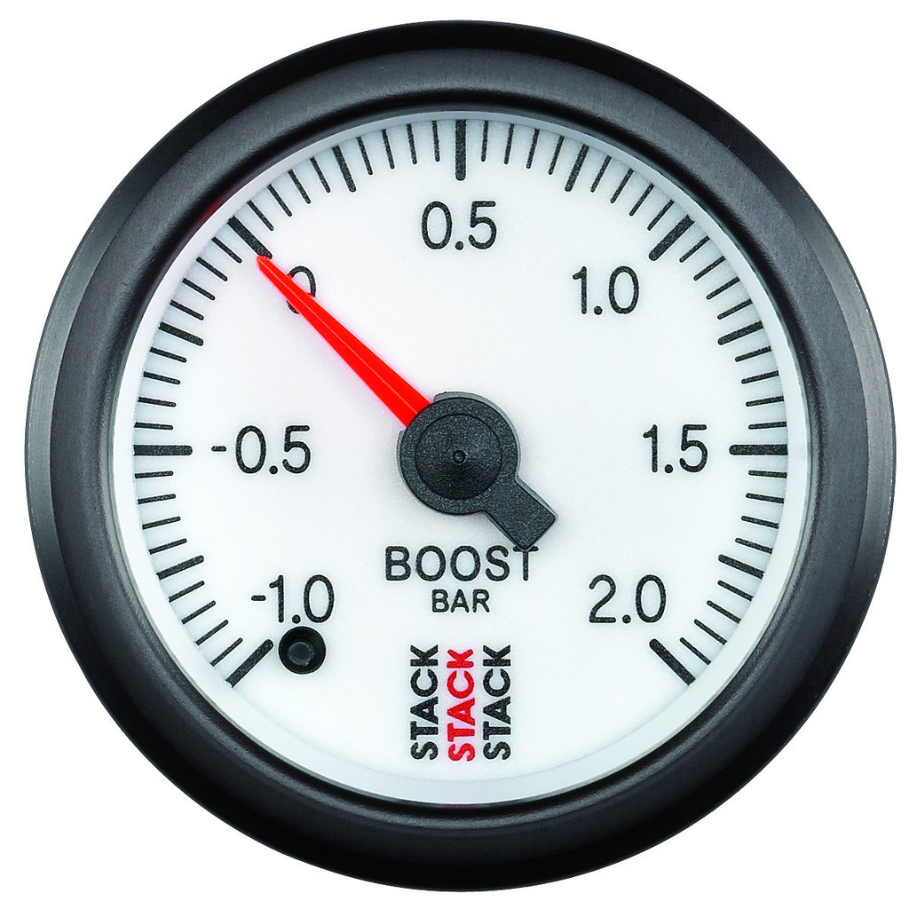 AutoMeter 52MM, BOOST PRESS, PRO STEPPER MOTOR, -1 TO +2 BAR,STACK WHT