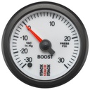 AutoMeter 52MM, BOOST PRESS, PRO STEPPER MOTOR, -30INHG TO +30PSI, STACK WHT