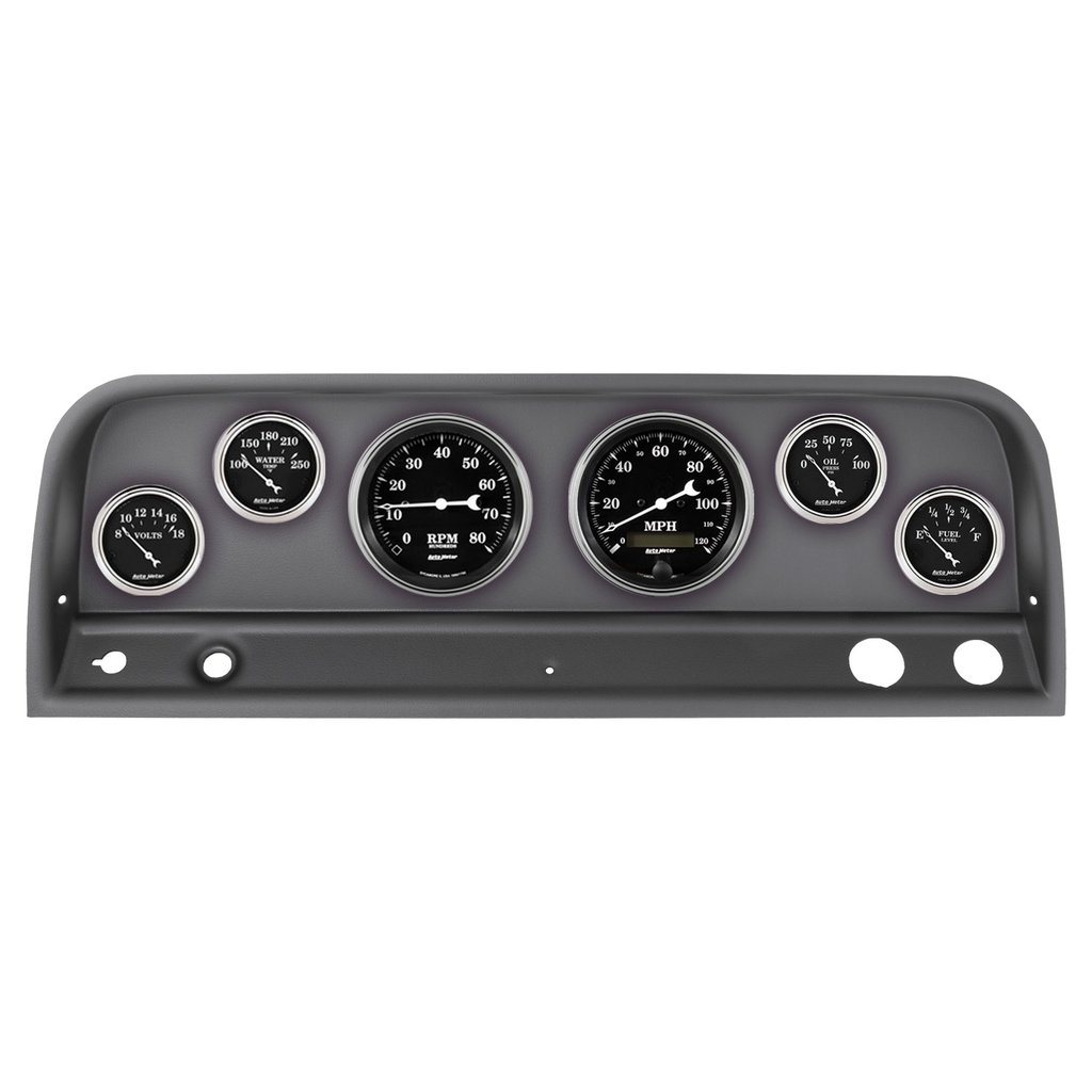 AutoMeter GAUGE KIT, 6 PC, CHEVY TRUCK 64-66, TACH/MPH/FUEL/OILP/WTMP/VOLT, OLD TYME BLACK