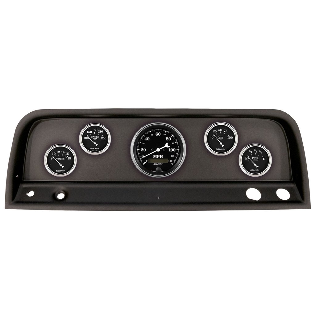 AutoMeter GAUGE KIT, 5 PC, (3 3/8" X1, 2 1/16" X4), CHEVROLET TRUCK 64-66, OLD TYME BLACK