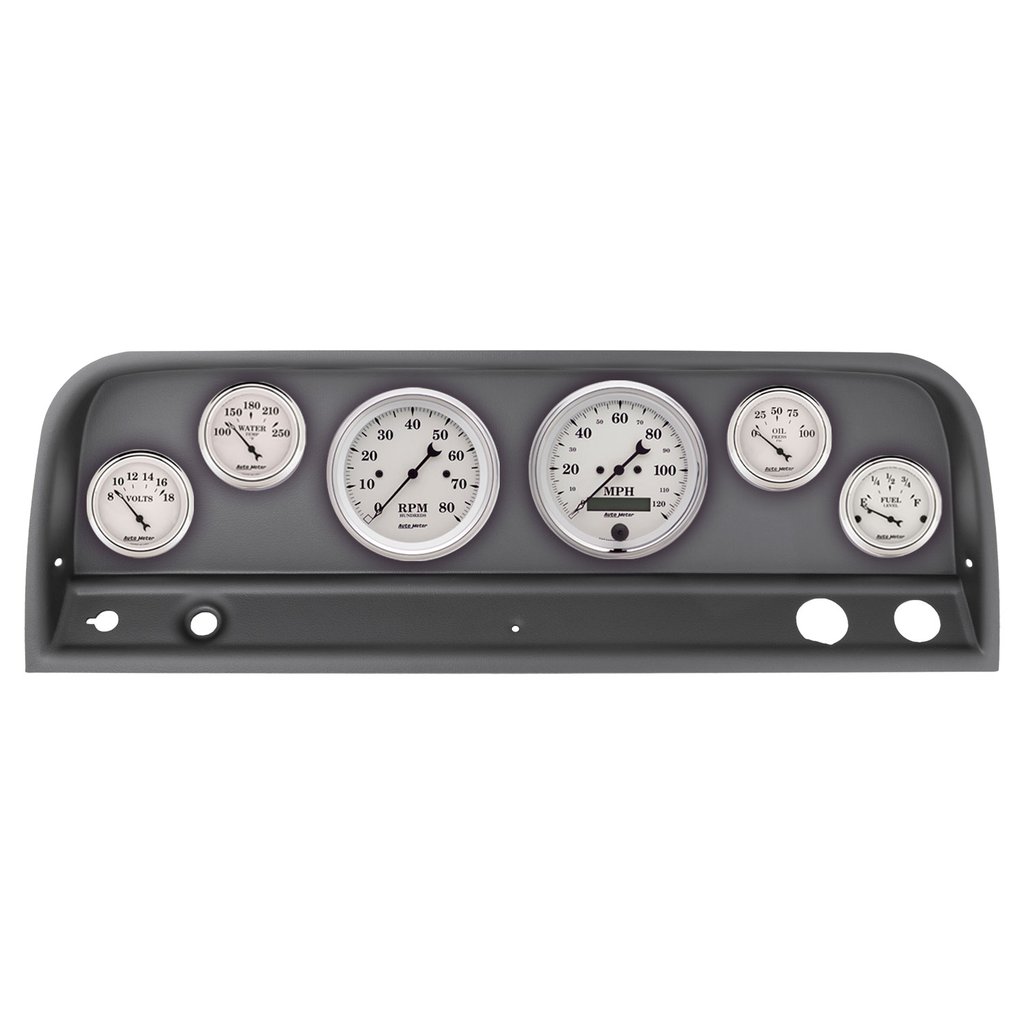 AutoMeter GAUGE KIT, 6 PC, CHEVY TRUCK 64-66, TACH/MPH/FUEL/OILP/WTMP/VOLT, OLD-TYME WHITE