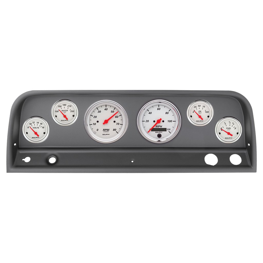 AutoMeter GAUGE KIT, 6 PC, CHEVY TRUCK 64-66, TACH/MPH/FUEL/OILP/WTMP/VOLT, ARCTIC WHITE
