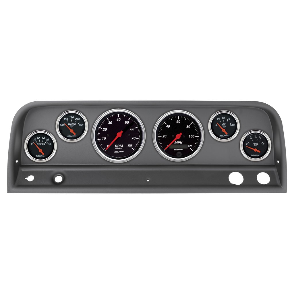 AutoMeter GAUGE KIT, 6 PC, CHEVY TRUCK 64-66, TACH/MPH/FUEL/OILP/WTMP/VOLT, DESIGNER BLACK