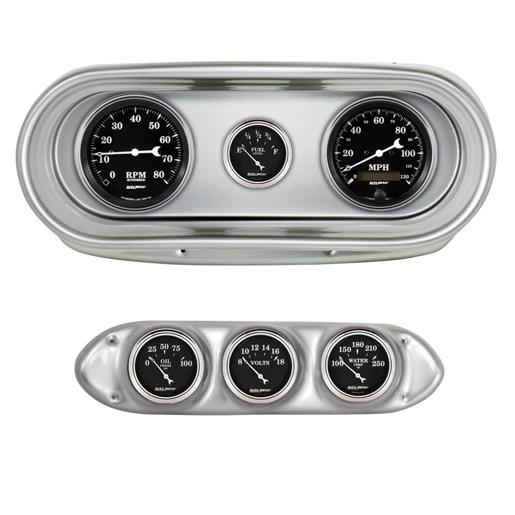 AutoMeter GAUGE KIT, 6 PC, NOVA 62-65, TACH/MPH/FUEL/OILP/WTMP/VOLT, OLD TYME BLACK