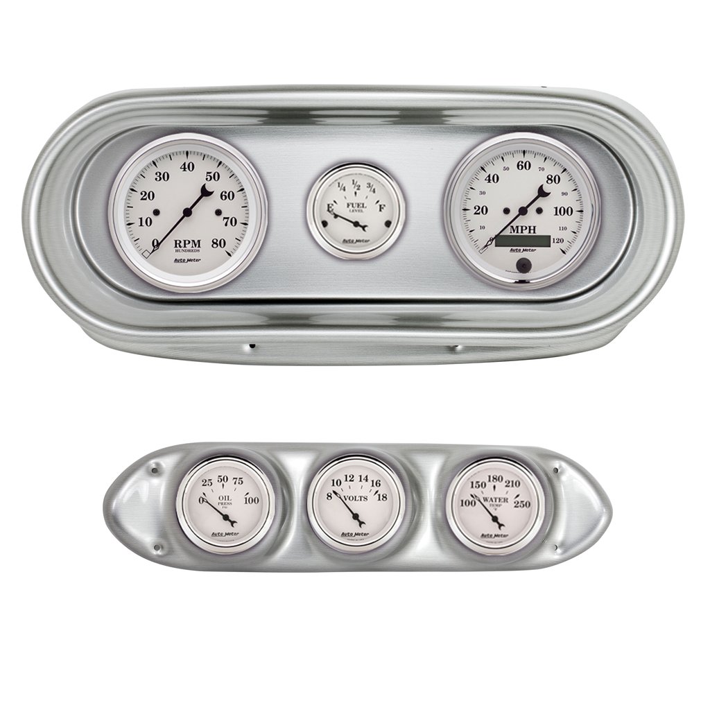 AutoMeter GAUGE KIT, 6 PC, NOVA 62-65, TACH/MPH/FUEL/OILP/WTMP/VOLT, OLD-TYME WHITE