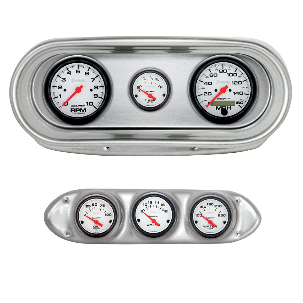 AutoMeter GAUGE KIT, 6 PC, NOVA 62-65, TACH/MPH/FUEL/OILP/WTMP/VOLT, PHANTOM