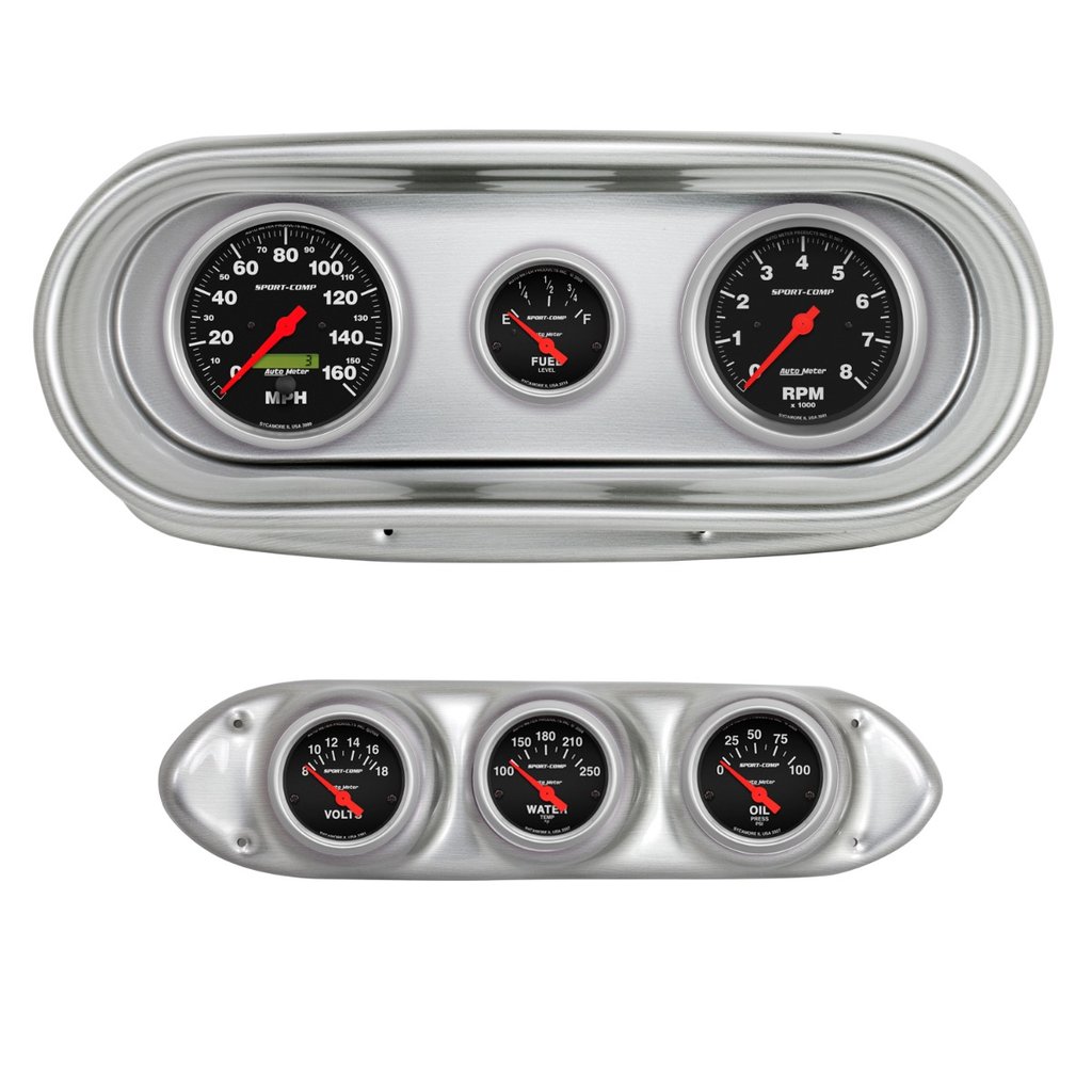AutoMeter GAUGE KIT, 6 PC, NOVA 62-65, TACH/MPH/FUEL/OILP/WTMP/VOLT, SPORT-COMP