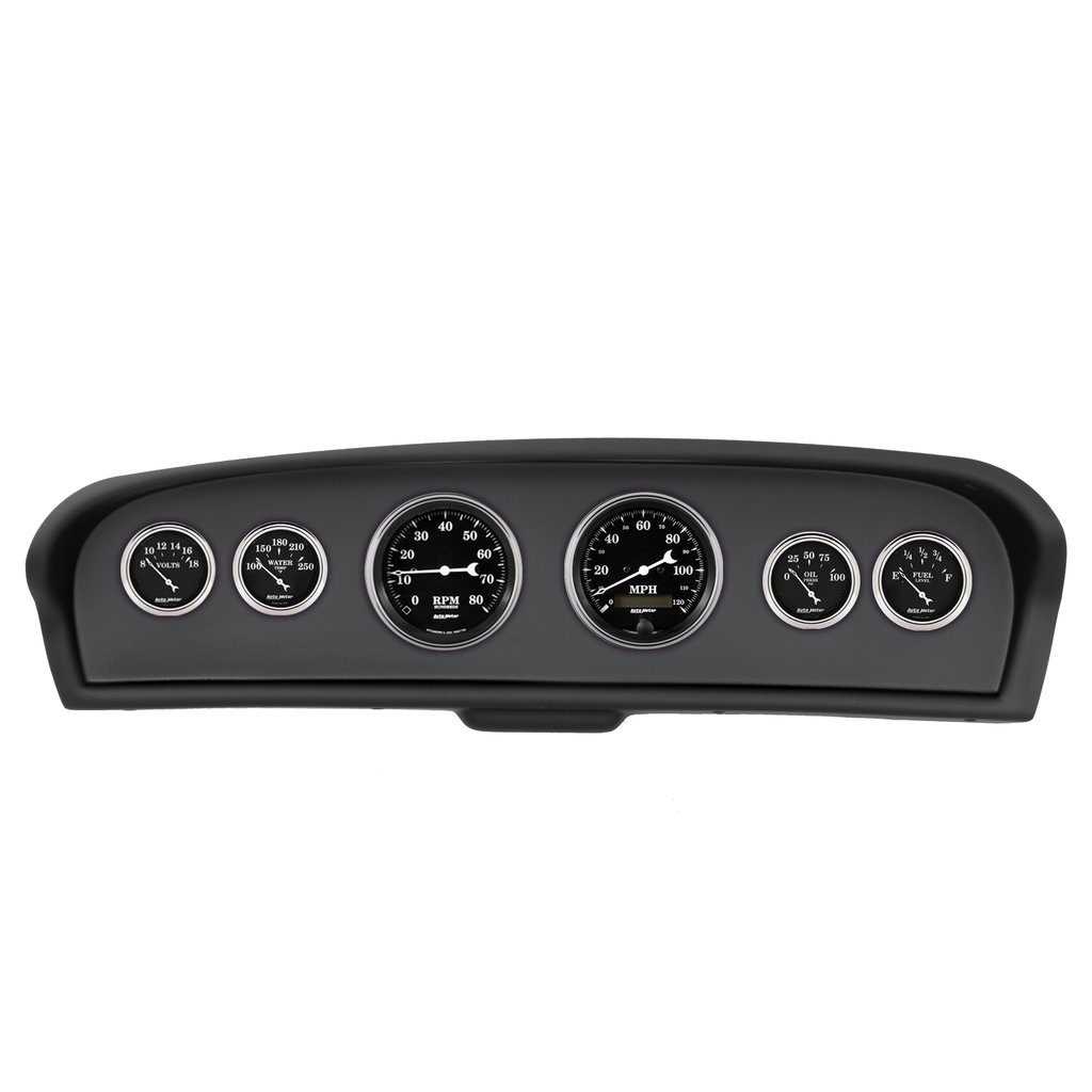 AutoMeter GAUGE KIT, 6 PC, FORD TRUCK 61-66, TACH/MPH/FUEL/OILP/WTMP/VOLT, OLD TYME BLACK