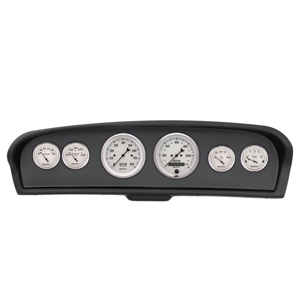 AutoMeter GAUGE KIT, 6 PC, FORD TRUCK 61-66, TACH/MPH/FUEL/OILP/WTMP/VOLT, OLD-TYME WHITE