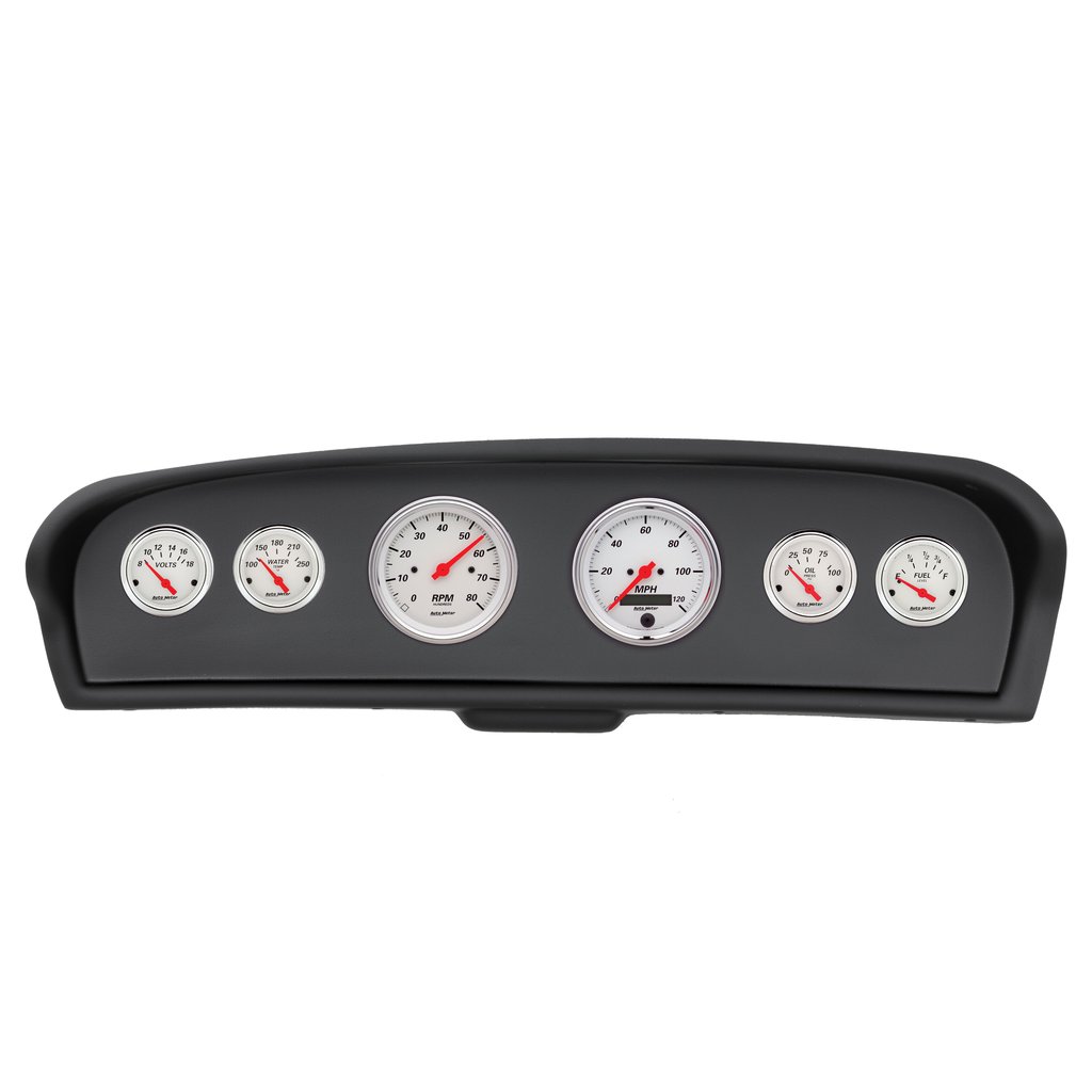 AutoMeter GAUGE KIT, 6 PC, FORD TRUCK 61-66, TACH/MPH/FUEL/OILP/WTMP/VOLT, ARCTIC WHITE