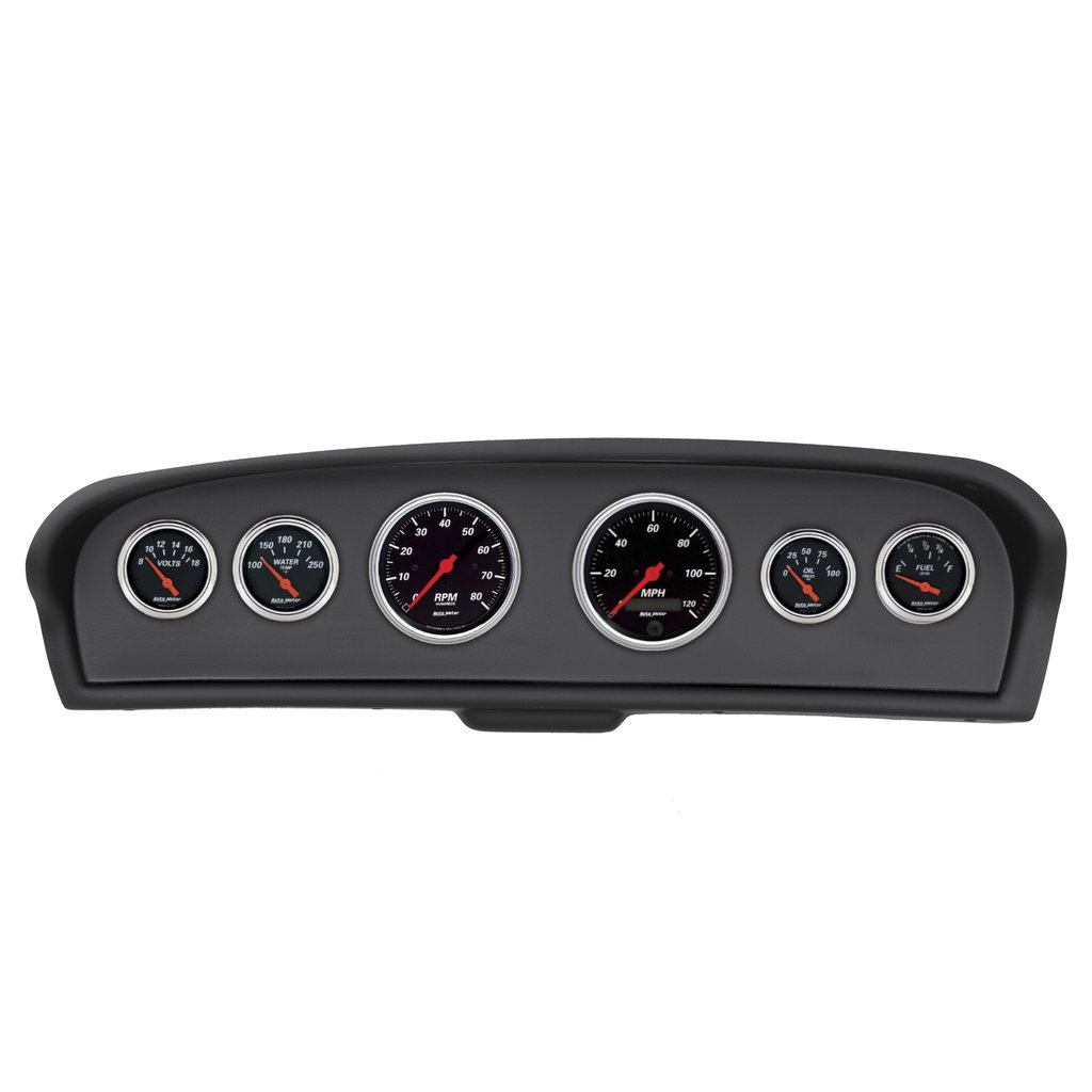 AutoMeter GAUGE KIT, 6 PC, FORD TRUCK 61-66, TACH/MPH/FUEL/OILP/WTMP/VOLT, DESIGNER BLACK