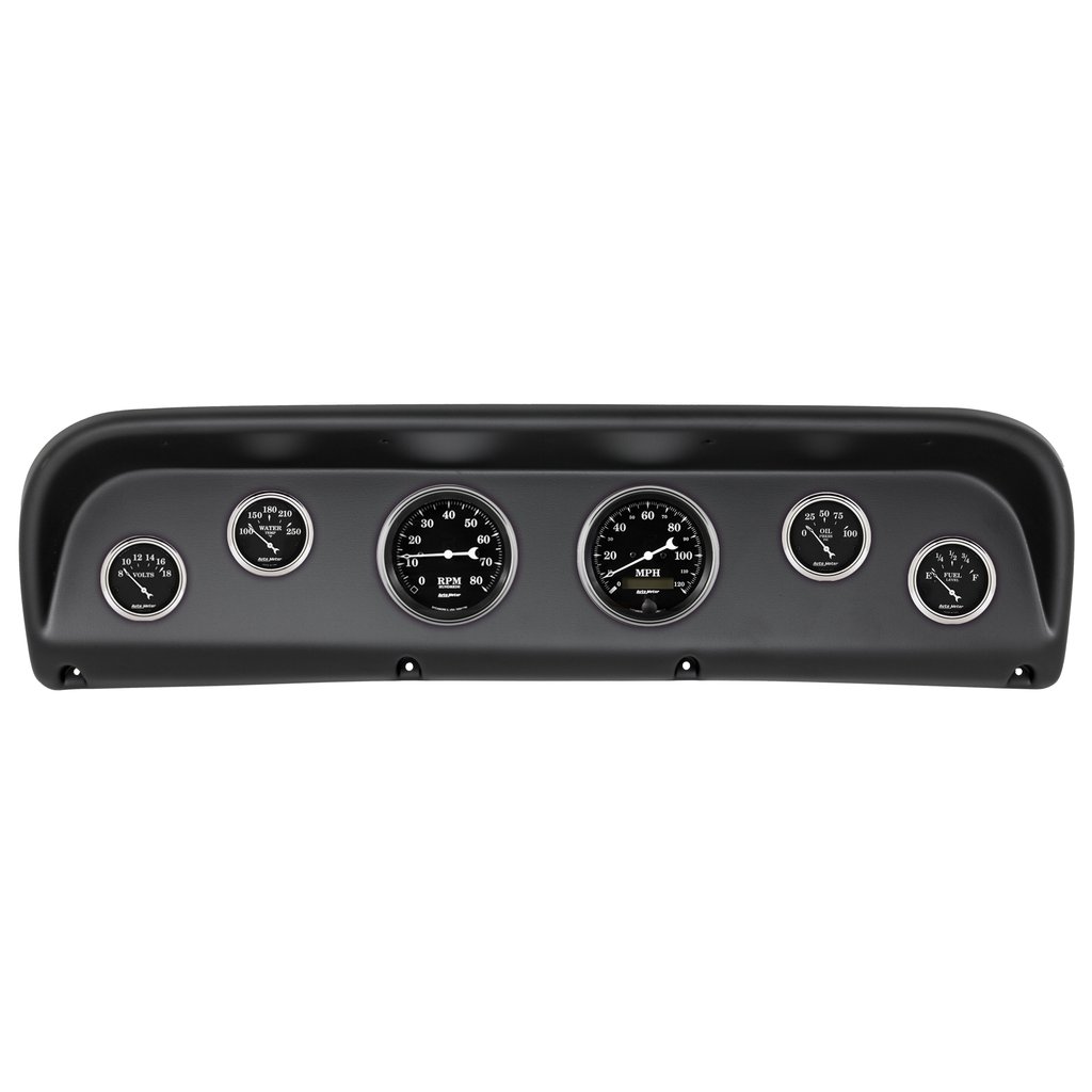 AutoMeter GAUGE KIT, 6 PC, FORD TRUCK 67-72, TACH/MPH/FUEL/OILP/WTMP/VOLT, OLD TYME BLACK
