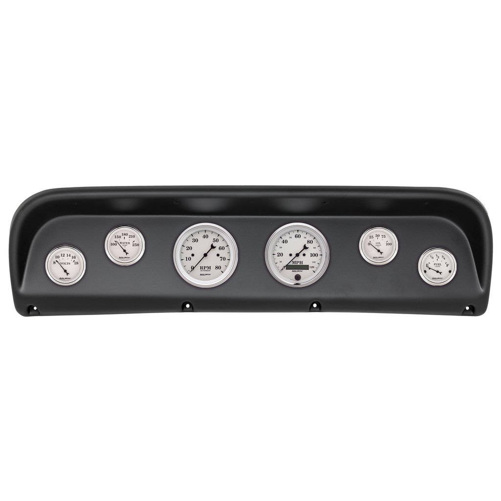 AutoMeter GAUGE KIT, 6 PC, FORD TRUCK 67-72, TACH/MPH/FUEL/OILP/WTMP/VOLT, OLD-TYME WHITE