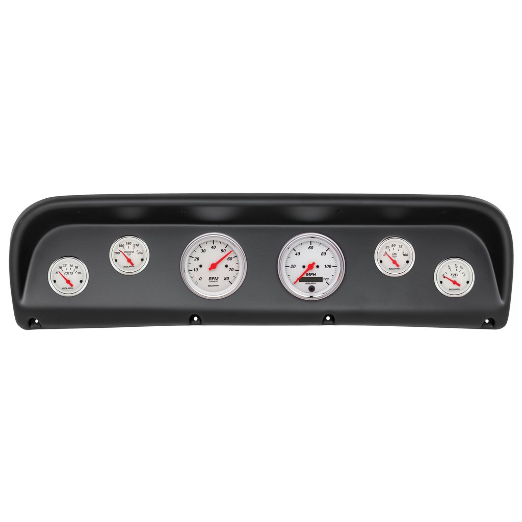 AutoMeter GAUGE KIT, 6 PC, FORD TRUCK 67-72, TACH/MPH/FUEL/OILP/WTMP/VOLT, ARCTIC WHITE