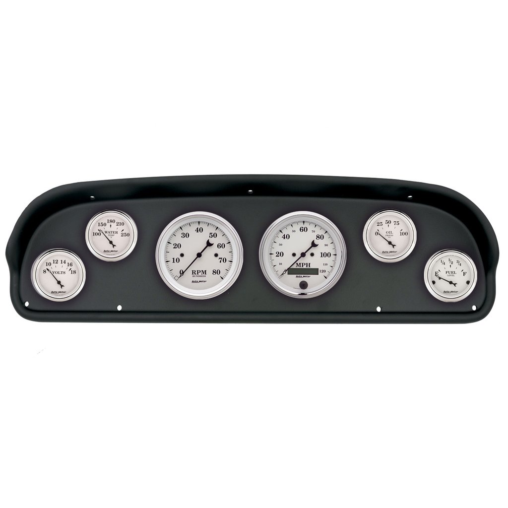 AutoMeter GAUGE KIT, 6 PC, (3 3/8" X2, 2 1/16" X4), FORD F100 57-60, OLD-TYME WHITE