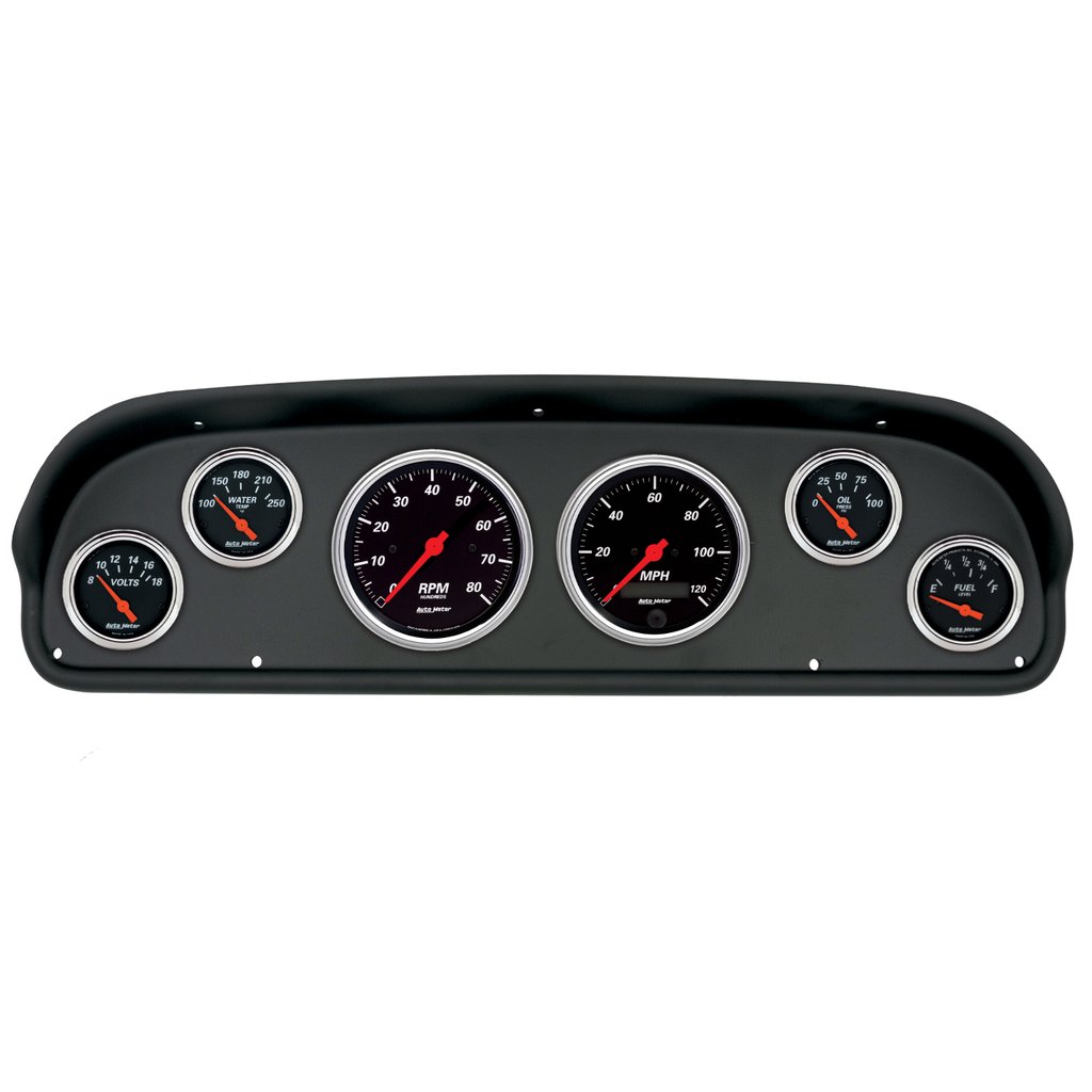 AutoMeter GAUGE KIT, 6 PC, (3 3/8" X2, 2 1/16" X4), FORD F100 57-60, DESIGNER BLACK