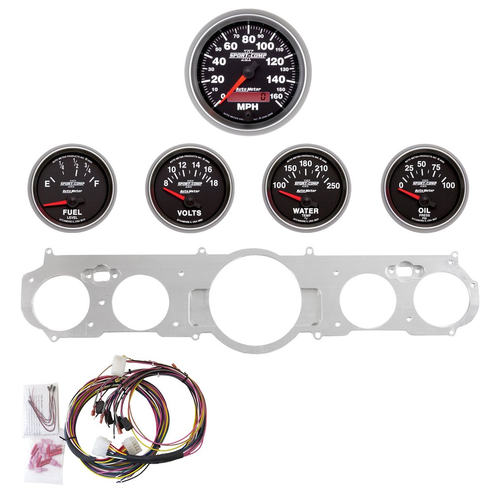 AutoMeter GAUGE KIT, 5 PC, MUSTANG 65-66, MPH/FUEL/OILP/WTMP/BAT, SPORT-COMP II