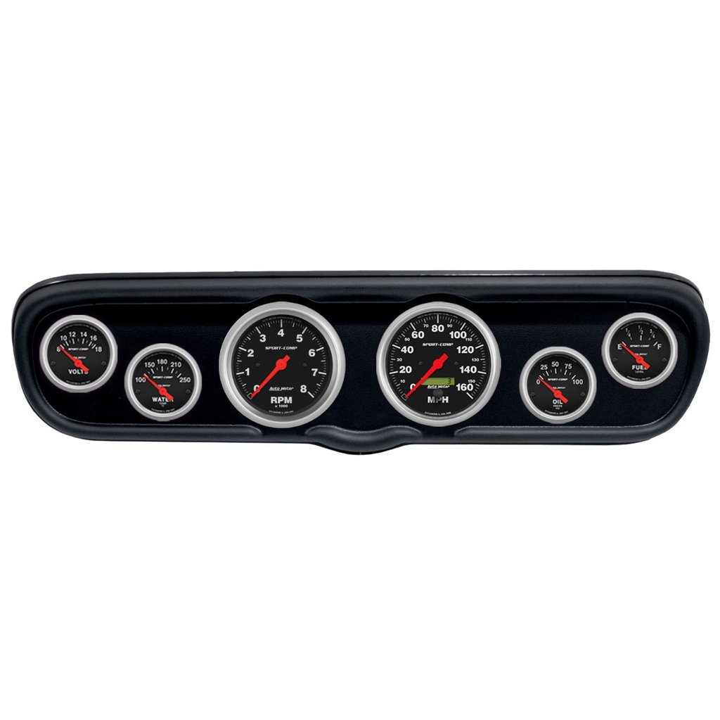 AutoMeter GAUGE KIT, 6 PC, (3 3/8" X2, 2 1/16" X4), FORD MUSTANG 66, SPORT-COMP