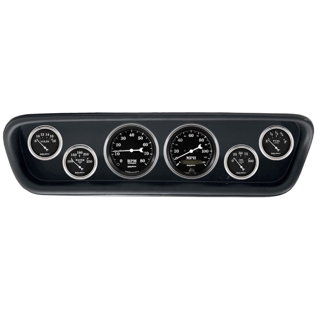 AutoMeter GAUGE KIT, 6 PC, (3 3/8" X2, 2 1/16" X4), FORD MUSTANG 64-65, OLD TYME BLACK