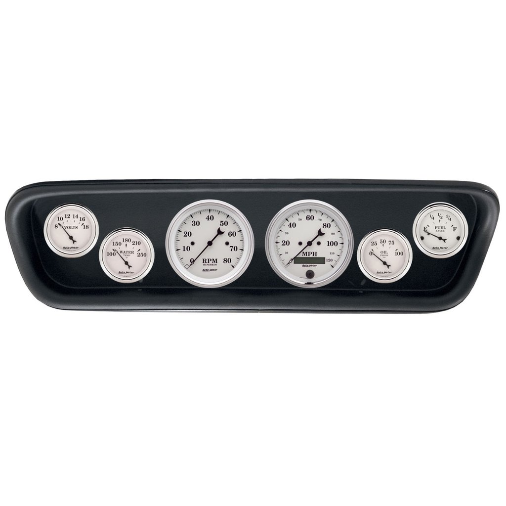 AutoMeter GAUGE KIT, 6 PC, (3 3/8" X2, 2 1/16" X4), FORD MUSTANG 64-65, OLD-TYME WHITE