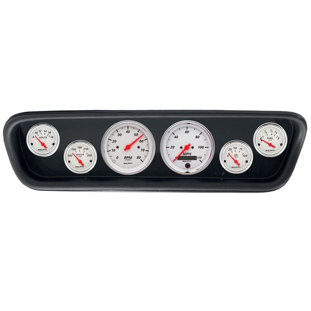 AutoMeter GAUGE KIT, 6 PC, (3 3/8" X2, 2 1/16" X4), FORD MUSTANG 64-65, ARCTIC WHITE