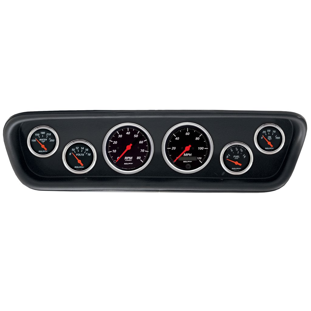AutoMeter GAUGE KIT, 6 PC, (3 3/8" X2, 2 1/16" X4), FORD MUSTANG 64-65, DESIGNER BLACK