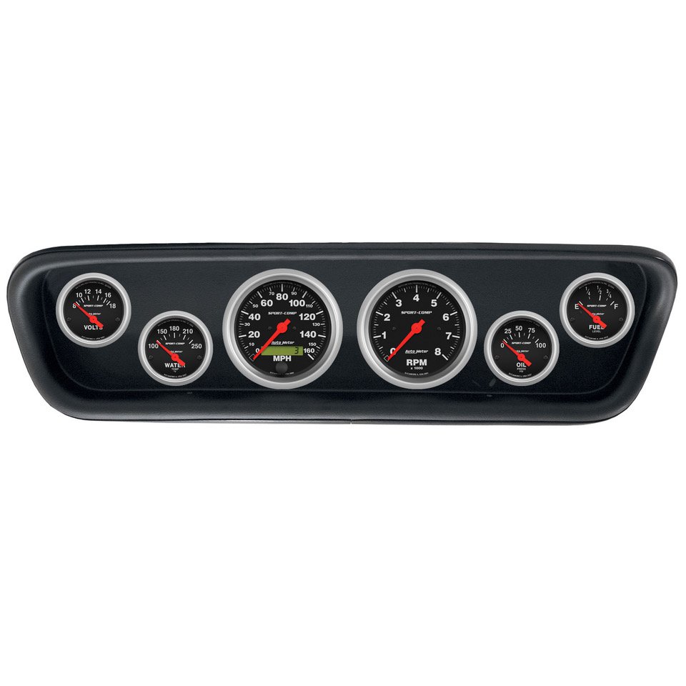 AutoMeter GAUGE KIT, 6 PC, (3 3/8" X2, 2 1/16" X4), FORD MUSTANG 64-65, SPORT-COMP