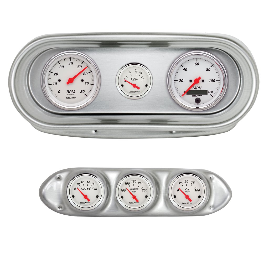 AutoMeter GAUGE KIT, 6 PC, NOVA 62-65, TACH/MPH/FUEL/OILP/WTMP/VOLT, ARCTIC WHITE