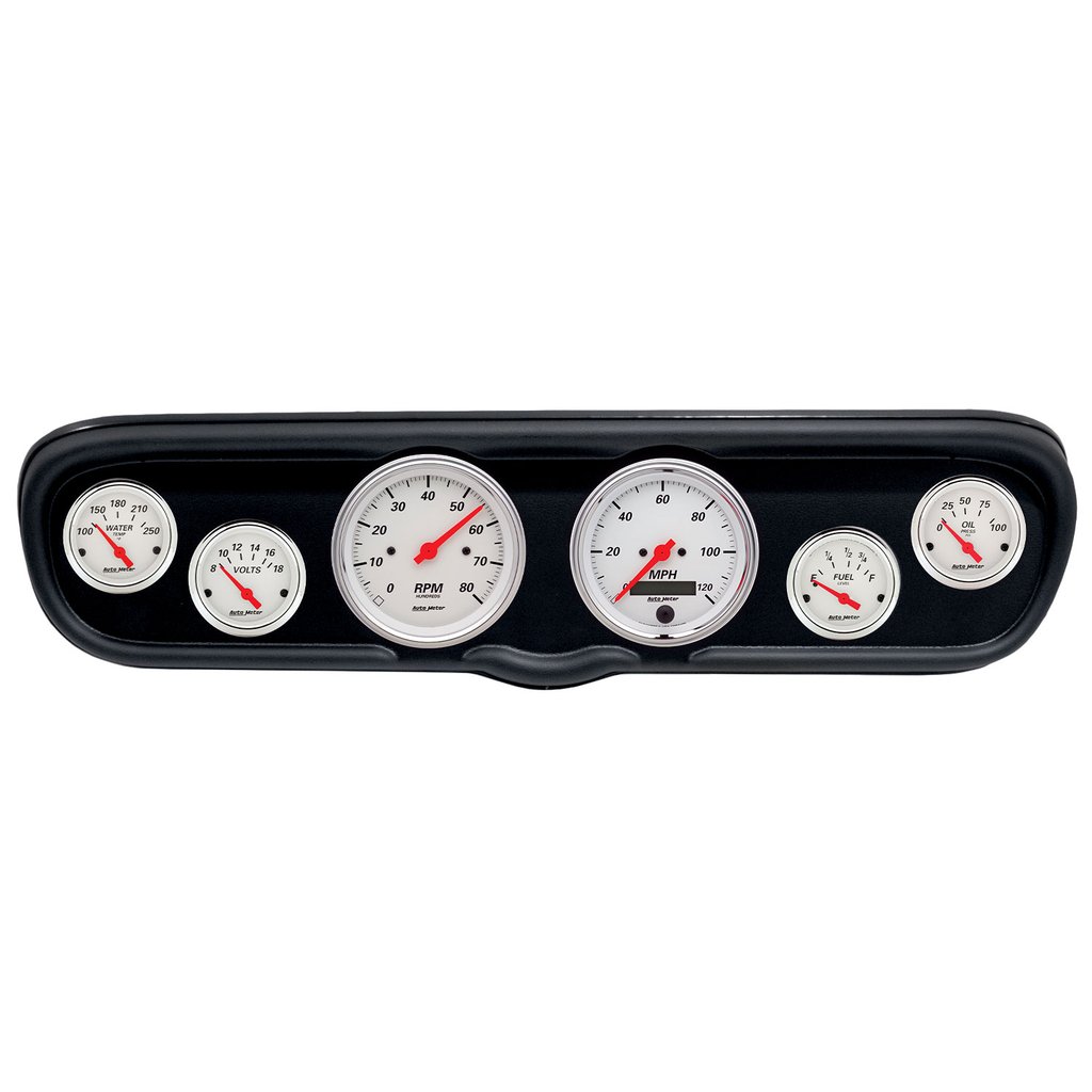 AutoMeter GAUGE KIT, 6 PC, (3 3/8" X2, 2 1/16" X4), FORD MUSTANG 66, ARCTIC WHITE