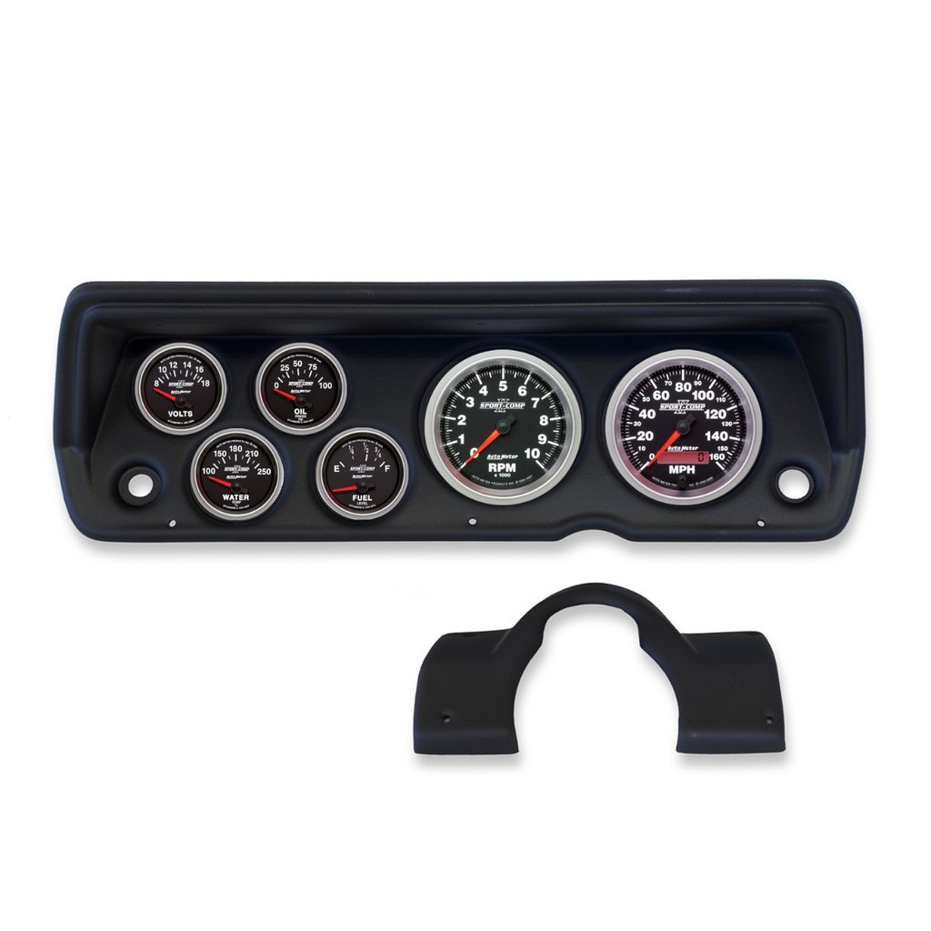 AutoMeter GAUGE KIT, 6 PC, ABODY/DUSTER/DEMON/DART 70-76, TACH/MPH/FUEL/OILP/WTMP/VOLT, SPORT-COMP II