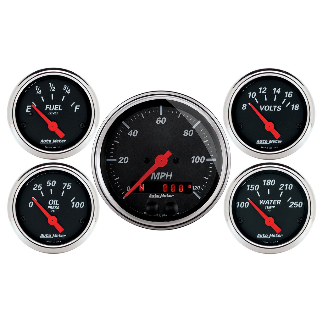 AutoMeter 5 PC. GAUGE KIT, 3-3/8" & 2-1/16", GPS SPEEDOMETER, DESIGNER BLACK