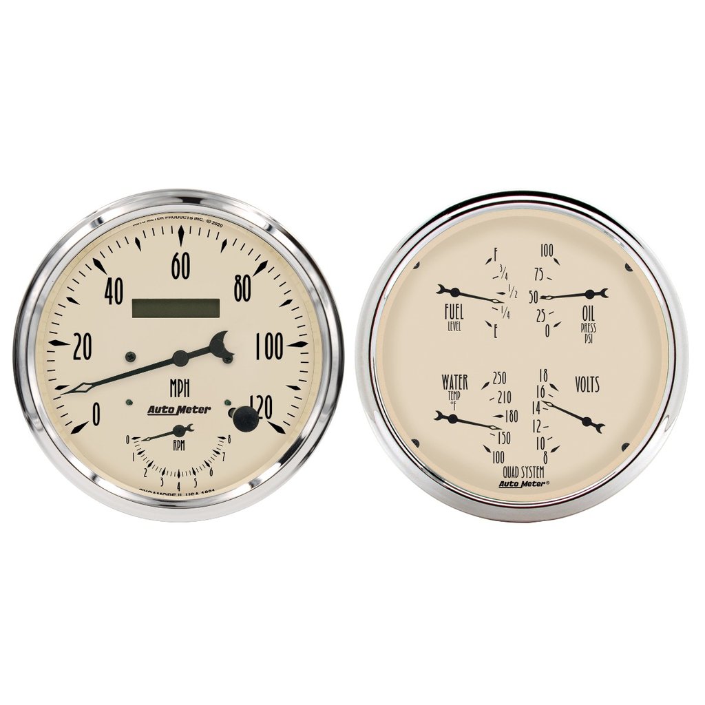AutoMeter 2 PC. GAUGE KIT, 5" QUAD & TACH/SPEEDO, 240-33 Œ©, ANTIQUE BEIGE