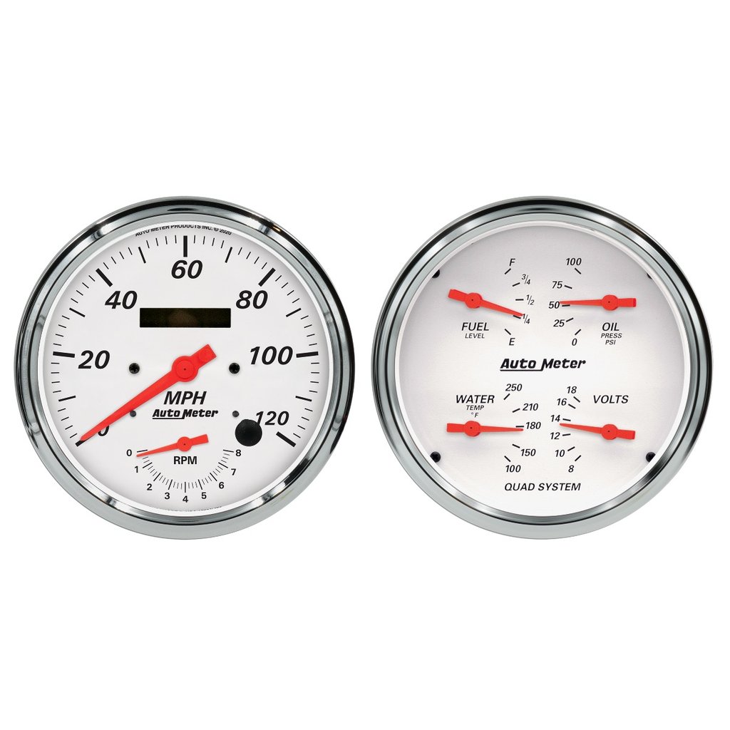 AutoMeter 2 PC. GAUGE KIT, 5" QUAD & TACH/SPEEDO, 240-33 Œ©, ARCTIC WHITE