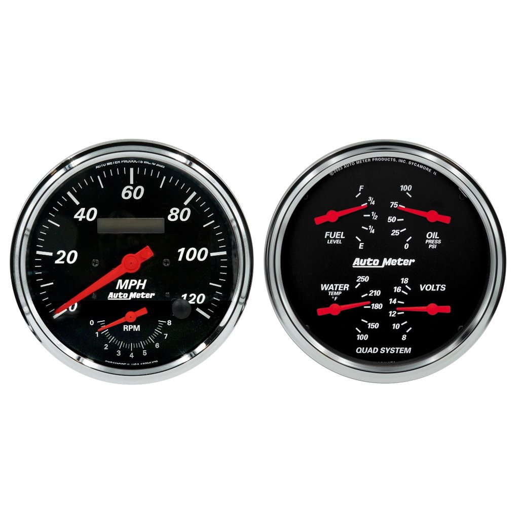 AutoMeter 2 PC. GAUGE KIT, 5" QUAD & TACH/SPEEDO, 240-33 Œ©, DESIGNER BLACK