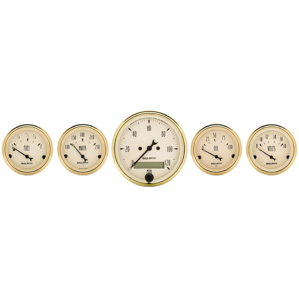AutoMeter 5 PC. GAUGE KIT, 3-1/8" & 2-1/16", ELECTRIC SPEEDOMETER, GOLDEN OLDIES